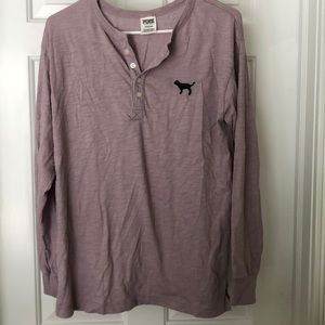 Pink/Victoria Secret long-sleeved t-shirt.